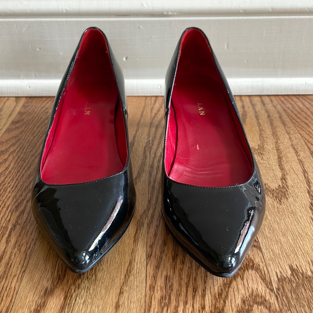 Cole Haan black patent leather kitten heels